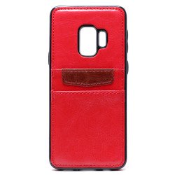 Galaxy S9+ (Plus) Leather Style Credit Card Case (Red)